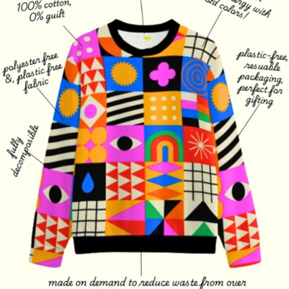 Wild & Pree Kaliedo Quilt  XL- 100% Cotton Sweatshirt - Picture 4 of 9